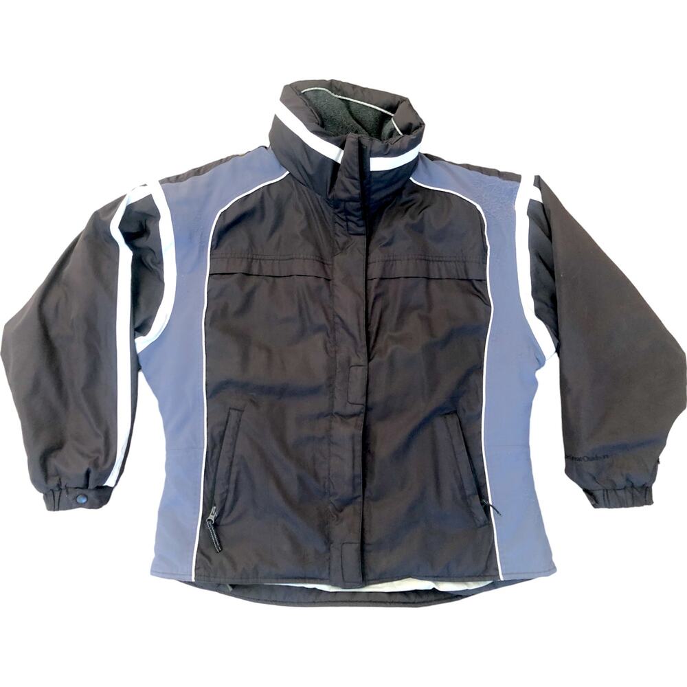 The Great Outdoors Women's 14 Large Black/Blue Winter Coat w Packable Hood